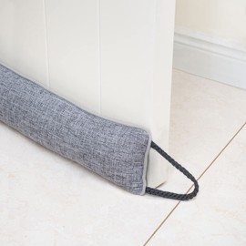 Marwood Under Door Draft Stopper 48 inch Wind Stopper for Door & Window, Weighted French Air Draft Stopper Front Door Snake Noise Blocker for Bottom of Door with Hanging Loops - Grey