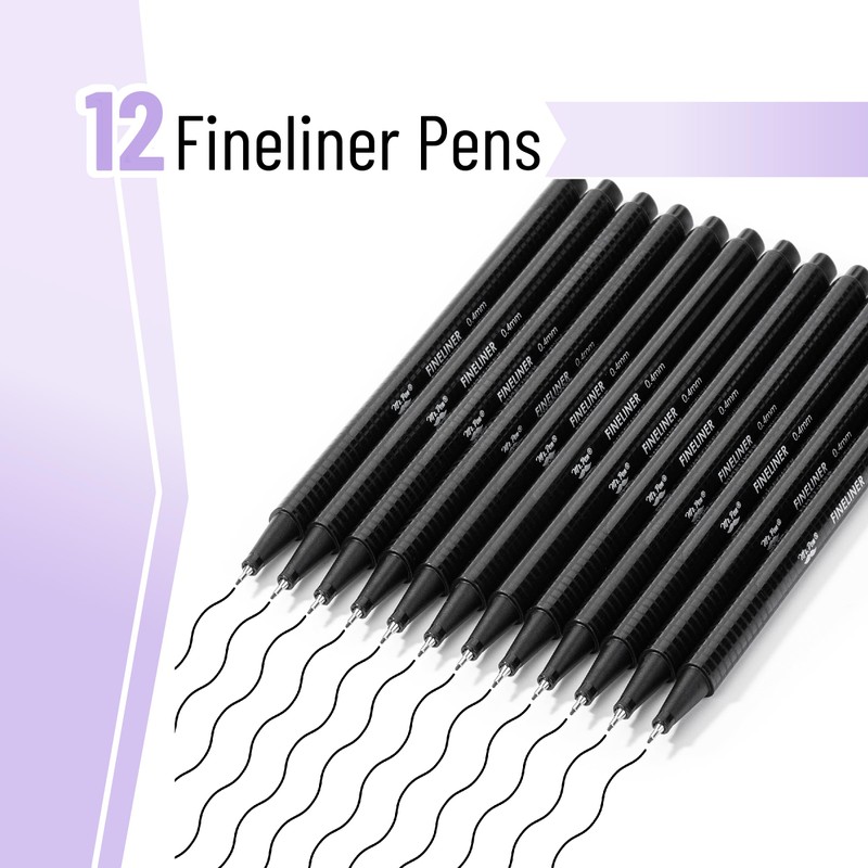 Mr. Pen- Fineliner Pens Black, 12 Pack, Ergonomic Triangular Barrels,