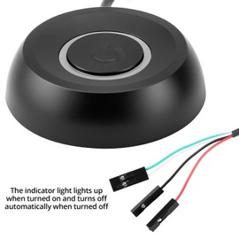 QWORK® External PC Power Switch with LED Indicator, External Remote Start Power Switch for Desktop Computers with 1.8m Cable, Black