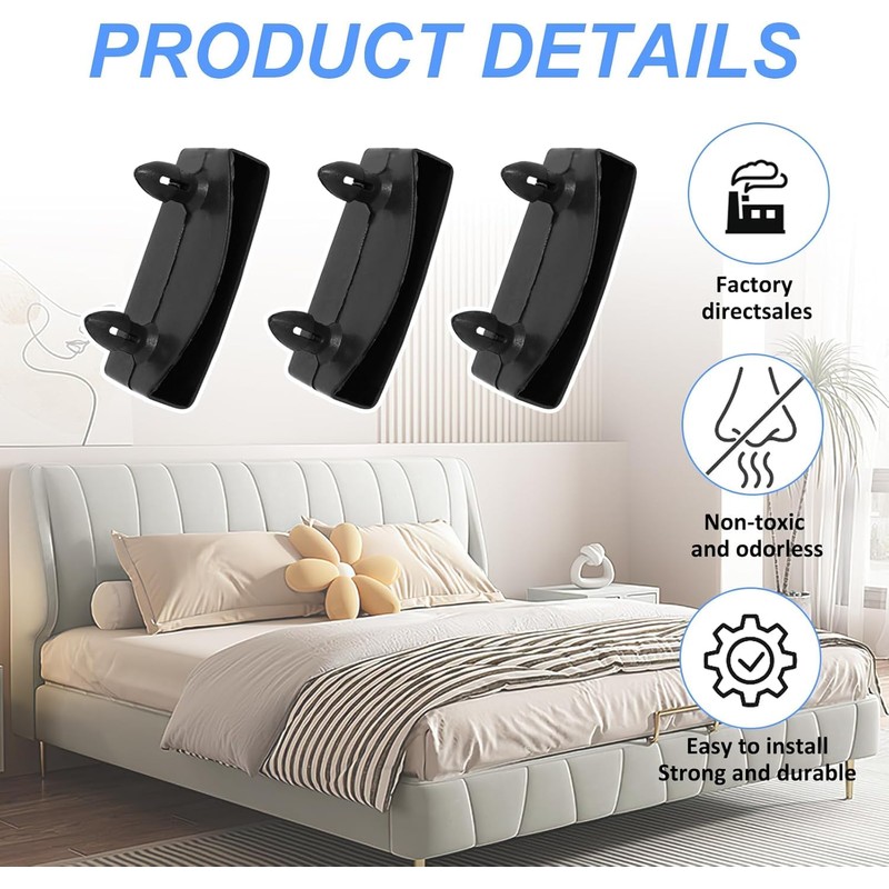 JFGDVW 12 Pcs Black Bed Slats Holders, Reusable Plastic Bed