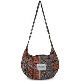 YOUR COZY Women's Sling Crossbody Bags Large Shoulder Shopping Hobo Bag Handbag Top Zip Bags Handmade Messenger Bag (Tribe_Black)