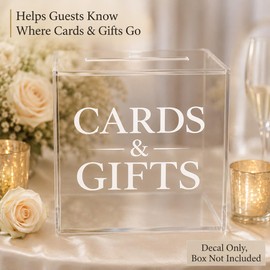 Wedding Card Box Vinyl Decal: White 6 Inch Cards & Gifts Lettering