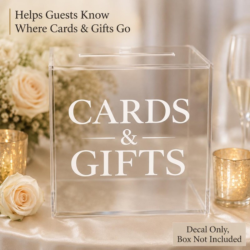 Wedding Card Box Vinyl Decal: White 6 Inch Cards &