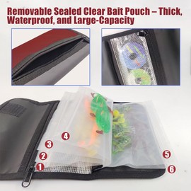 Aventik Fishing Tackle Organizer Case Soft Bait Binder Plastic Baits Spinner Bait Tackle Organized Removable Storage Pockets (Dark Red)