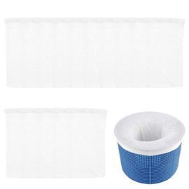 WUSJCOF 15 Pcs Pool Skimmer Socken, Skimmersocke, Sieb Für Zubehör, Filter Schwimmbad Filtersocken, Netz Socks Swimming Net, Poolskimmer Reinigung, Adjustable Basket (White)