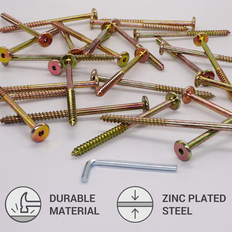 SKIR'CO (6 pcs) Yellow Zinc Plated Wood Connector Screws 6.5