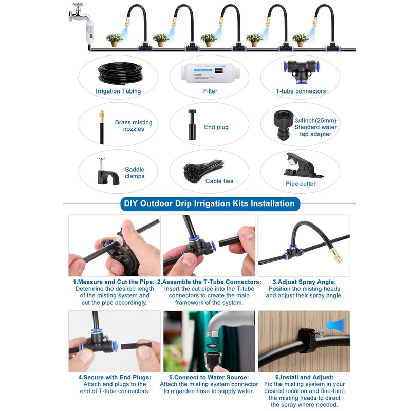 Mornajina Automatic Drip Irrigation Kits Garden Irrigation System, Includes Calcium