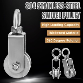 Twilight Garage 2 Pack 34 mm Pulley with Ball Bearing, 250 kg Support Swivel Pulley Block Silence Rotation Traction Wheel for Pulley System, Gym Equipment, Clothesline