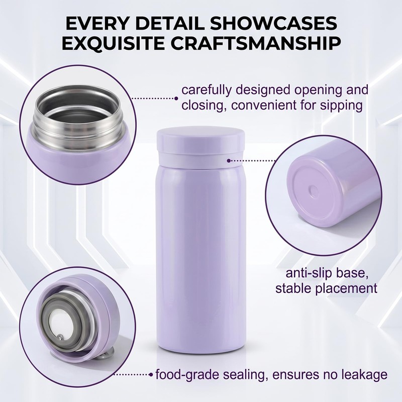 Borraccia Termica Piccola 200ml, Mini Borraccia Acciaio Inox da Borsetta