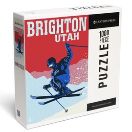 Lantern Press 1000 Piece Jigsaw Puzzle, Brighton, Utah, Colorblocked Skier