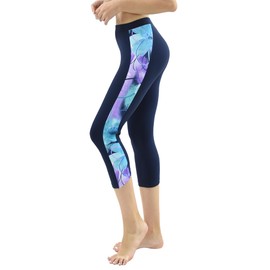 PIH SPORTS Women UPF50+ Capri Leggings Swimsuit Pants Private Island Bathing Swim Rash Guard Bottom Golf (XS, NwJV-P-RLCP)