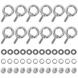SRZTXU 12 Pack M4 Stainless Steel Eye Bolts with Nuts Washers, 0.39"（10mm） Thread Length - Eyebolts for DIY, Furniture, Swing, and Outdoor Use (12, M4 x 10mm)