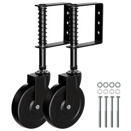 EVCUHASL 5" Spring Loaded Gate Caster Wheel, Heavy Duty Gate Wheels with 360° Swivel for Outdoor Wooden Gates, Fence Gates and Metal Tube Gate, 220 Lbs Capacity, Black, 2 Pack
