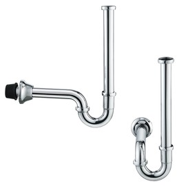 RANDOM Brass P Trap Bathroom Sink U-Shape 1-1/4 inch Sink Trap with Slip Joint Extension Tube,Adjustable Height Sink Waste Drain Bottle P-Trap Kit,Chrome Basin Sink Plumbing.RD83555C-L