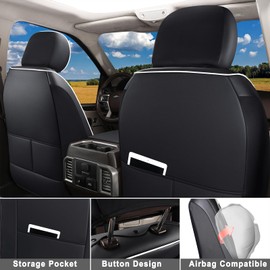 Huidasource Tacoma Front Car Seat Covers, Leather Seat Cushion Cover Fit for 3rd Gen Toyota Tacoma 2016-2023 Double&Crew Cab SR,SR5, Limited,TRD Pro, TRD Sport, TRD Off-Road(Front Pair/Black&White)