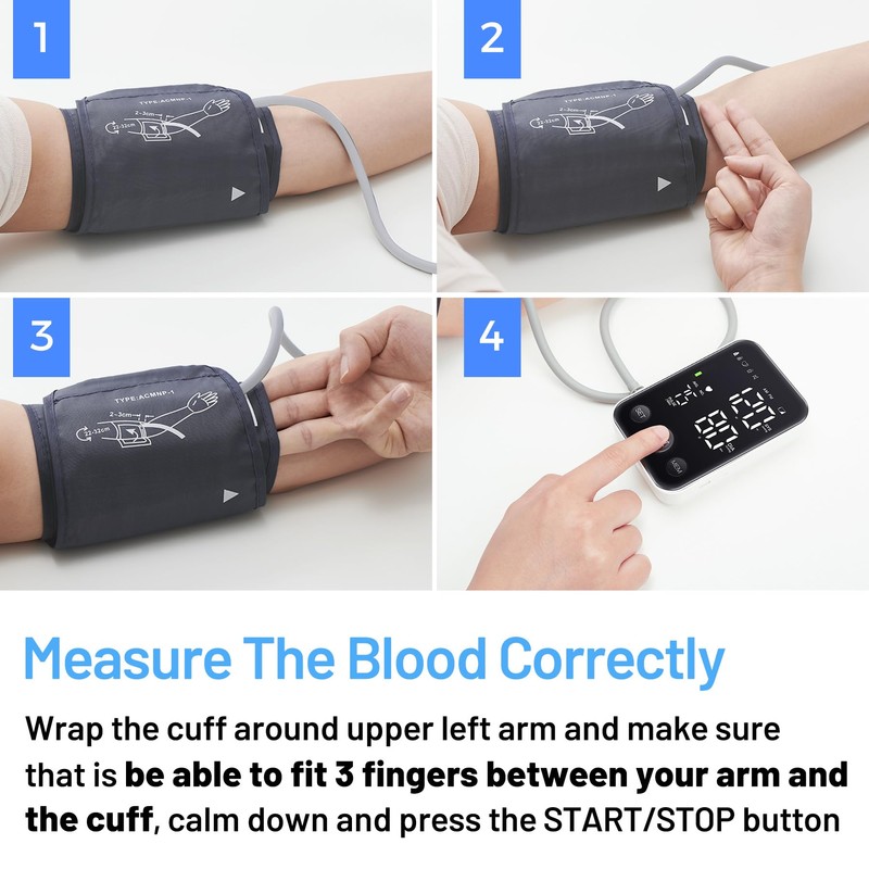 Blood Pressure Monitor Upper Arm Machine Accurate Adjustable BP Cuff