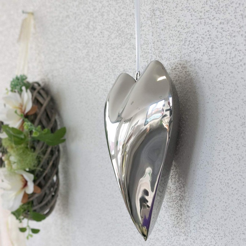 Formano Hanging Heart Decoration – 18 cm, Silver
