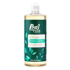 Real Root Multi-Purpose Castile Soap, Eucalyptus & Tea Tree, Vegan Friendly, Cruelty Free, 32 Fluid Ounce (Pack of 6)