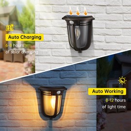 Solar Wall Lights Outdoor, Dusk to Dawn Solar Porch Lights Motion Sensor Garden Sconce Lighting Waterproof Retro Style for Entryway Front Door, Patio, Garage, Shed, Fence, Yard, 2 Pack