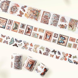 WT - Juego de pegatinas Washi con alas estampadas – 3 rollos de cinta adhesiva decorativa Washi de mariposa y ala, cinta adhesiva ancha clásico para diario, álbumes de recortes, planificador