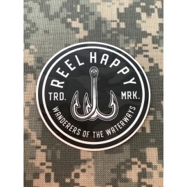 Reel Happy Salt. Spirit. Salvation. Fishing Hook Decal Camo 3.5” Round 1-1