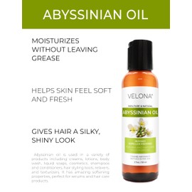 velona Abyssinian Oil 2 Fl Oz | 100% Pure and Natural Carrier Oil | Hair, Body Care | Use Today - Enjoy Results