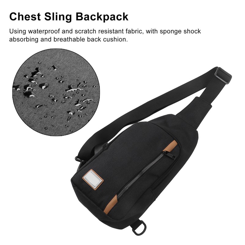 GOLDEN WOLF Chest Sling Bag Adjustable Shoulder Strap Waterproof Messenger
