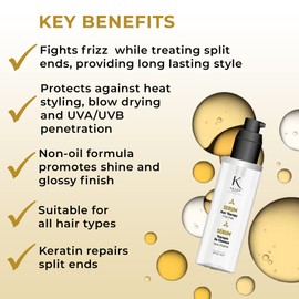 Kraze Beauty Hair Therapy Frizz Free Hair Serum - Keratin Infused Hair Serum for Frizzy and Damaged Hair - Anti Frizz Control Treatment and Styling Serum - Frizz Ease and Hair Shine (50 ml 1.69 fl.oz)