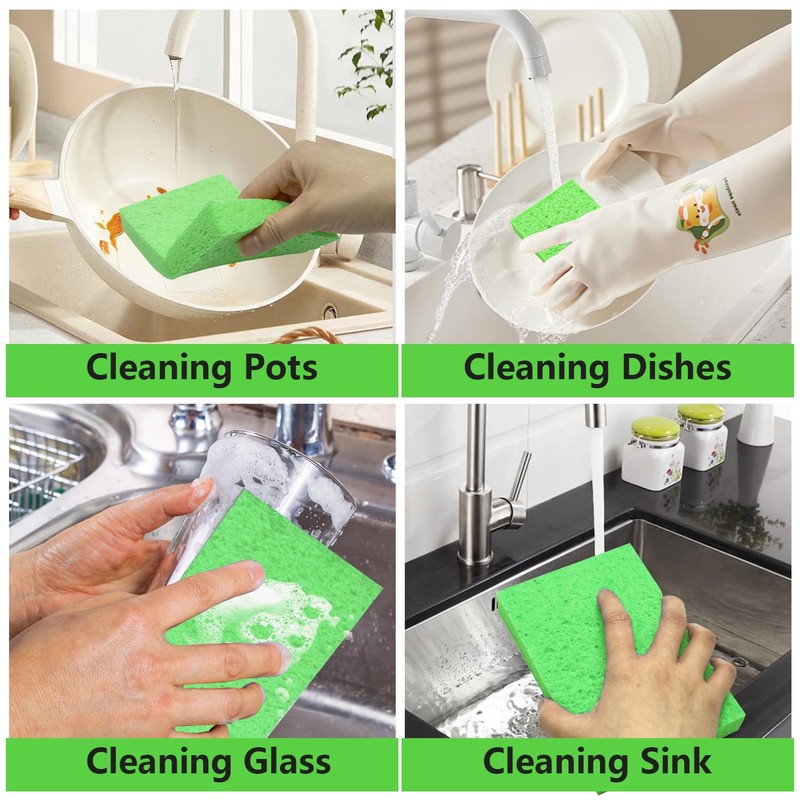 Cellulose Sponges, Large Size 4" x 6" - Heavy Duty