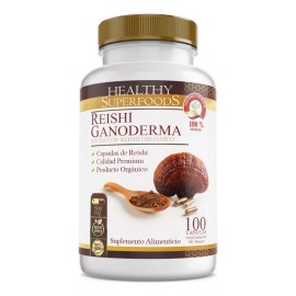 Healthy Superfoods Reishi Ganoderma Puro Premium - 100 Cápsulas, 500mg, Sabor Natural