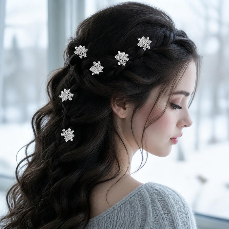 Christmas Snowflake Hair Claw Clips Accessories for Women 6PCS