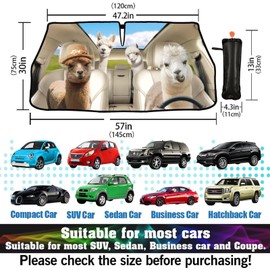 Funny Alpaca Car Windshield Sun Shade Umbrella Foldable Front Windshield Cover Funny Visor Umbrella Sun Shade Cover Sun Shade Car Accessories Blocks UV Rays (57" X 30")