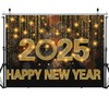 SJOLOON 2025 Happy New Year Backdrop Gold Glitter Backdrop for