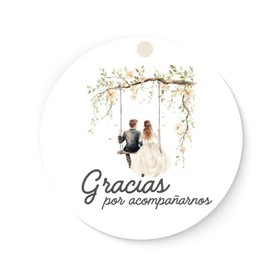 Pack of 50 Thank You for Accompaniment Card Labels for Your Guest Details at Your Wedding (Swing Couple)