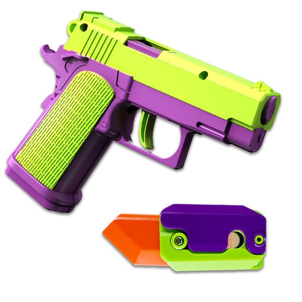 Dreamplay Fidget Toy Gun Set, 2Pcs 3D Plastic Mini 1911 Fidget Gun Knife Toy Adults Slider, Gravity Gun Toy Nice Gifts for Kids Adults Suitable for Relieving ADHD, Anxiety