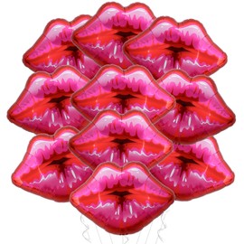 10 Packs of Large Pink Huge Red Lips Balloons Heart Ballons for Makeup Themed Party Anniversary Decor, Kiss The Miss Goodbye(30 Inch)