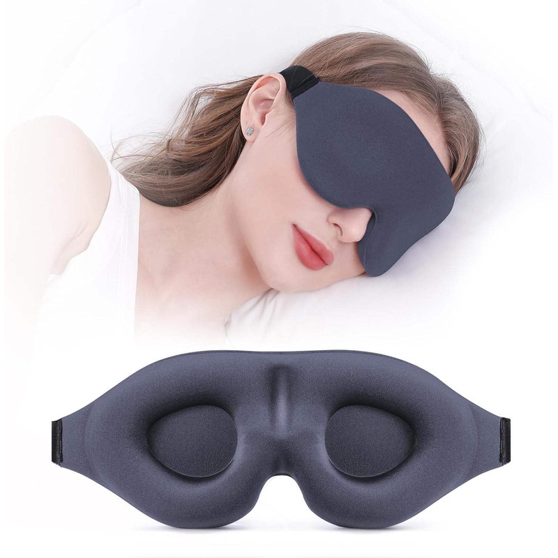 Black Sleep Eye Mask, 100% Light Blocking Blindfold, Zero Pressure,