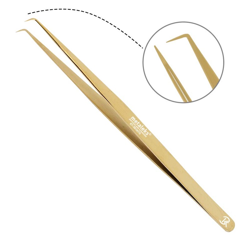 90° Angular Volume Tweezers (Golden Titanium Coated.)