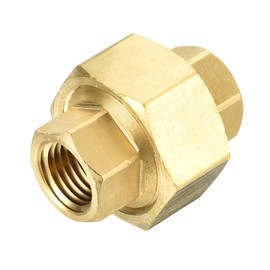 sourcing map Brass Pipe Fitting Coupling, 1/4NPTF Female Pipe Fittings Union, Brass Fitting Threads Adapter for Plumbing Systems, HVAC, Automotive, Industrial Machinery, Gas Systems