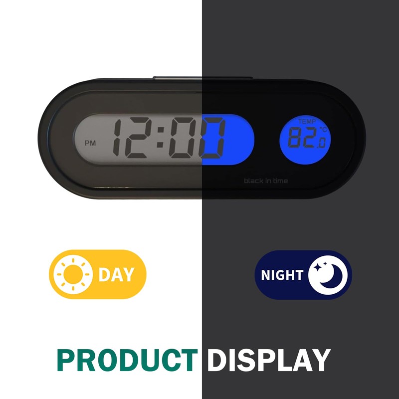 CyperFair Car Clock, 2 in 1 Night-Lighting LED Screen with