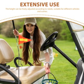 Beatifufu Golf Cart Flag Telescopic Safety Flag Mobility Scooter Flag Safety Flag Pole Stainless Steel