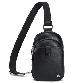 INICAT Small Crossbody Sling Bags for Women Vegan Leather Cell Phone Purse Fanny Packs for Women Men (Black Antitheft Large)