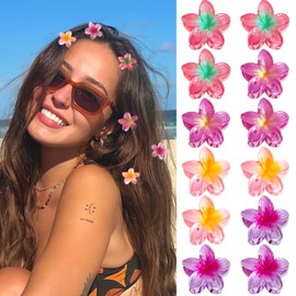 GQLV Small Flower Hair Claw Clips,12PCS 1.18" Cute Hair Clips for Women/Girls,Mini Hair Claw Clips for Thick/Thin Hair,Hawaiian Hair Decorations Birthday Gifts for Women (various)