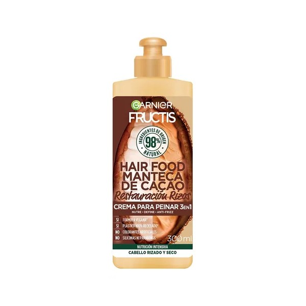 Garnier Fructis Hair Food Cacao Crema Peinar Pelo Rizado, 300