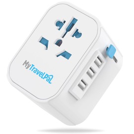 Worldwide Travel Adapter with 2 USB-C Ports | The Safest All In One Travel Adaptor | MyTravelPal® Pro Grounded Universal Travel Adapter Worldwide | Earthed International World Charger Plug