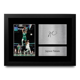 HWC Trading FR A4 Jayson Tatum Boston Celtics Basketball Gifts Printed Signed Autograph Photo for Fans of Basketball Memorabilia - A4 Framed