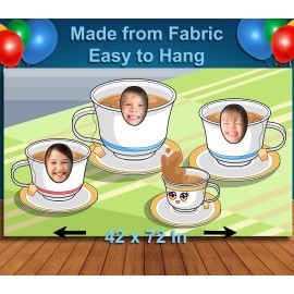 Modern Digital Designs Tea Party Theme Face Cutout, 42x72" Photo Stand-in, Party Selfie Photo Prop