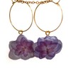 Real Pressed Hydrangea Flower Gold Hoop Earrings