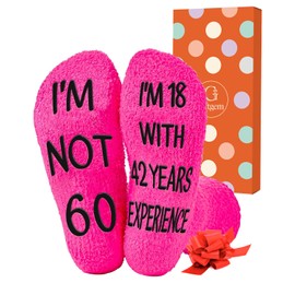 GiftGem 60th Birthday Gifts for Women - 60th Birthdays Socks for Women, Funny Fluffy Socks Womens, Humumorous Age Designs, Sixty Birthday Gifts for Mum, Grandma, Best Friend, Sister, Bestie