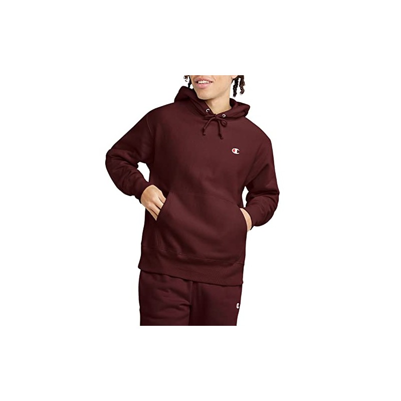 Champion Men's Reverse Weave Pullover, Sgma Maroon Left Chest C,